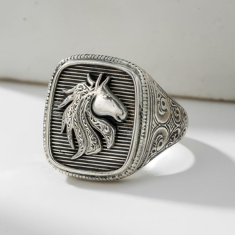 The Horse Talisman Ring - Sterling Silver Ring - Signet Ring