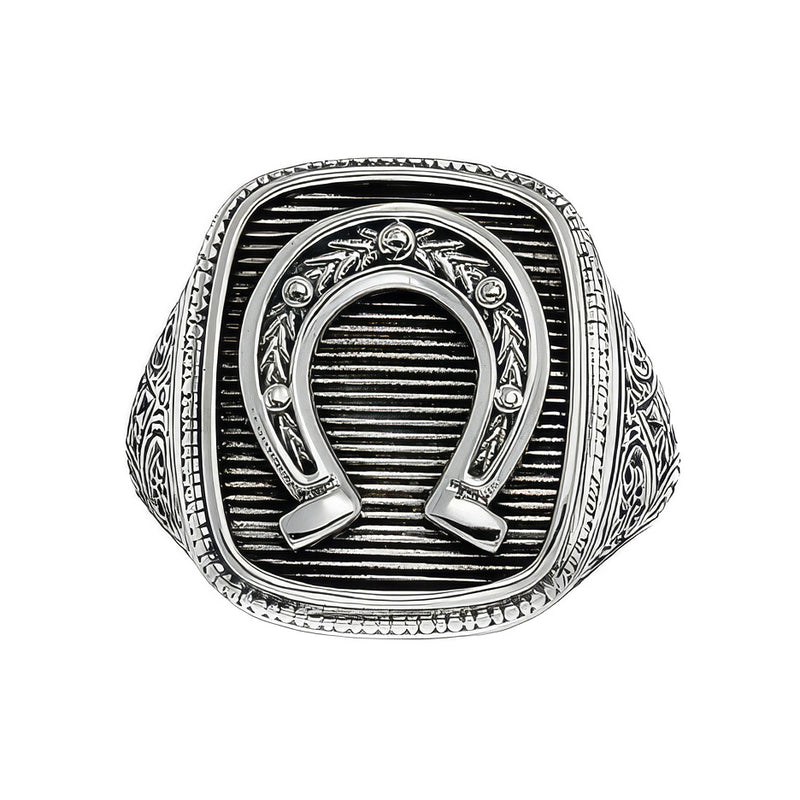 The Horseshoe Talisman Ring - Sterling Silver Ring - Signet Ring
