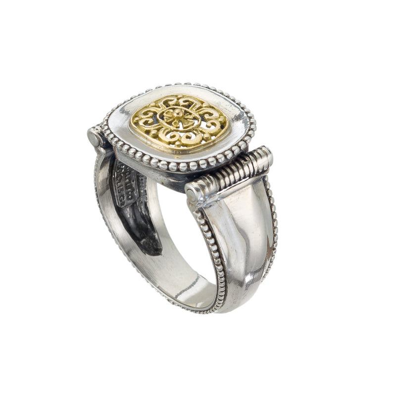 Classic Oval Mens Ring - 18k Gold & Sterling Silver Ring - Signet Ring