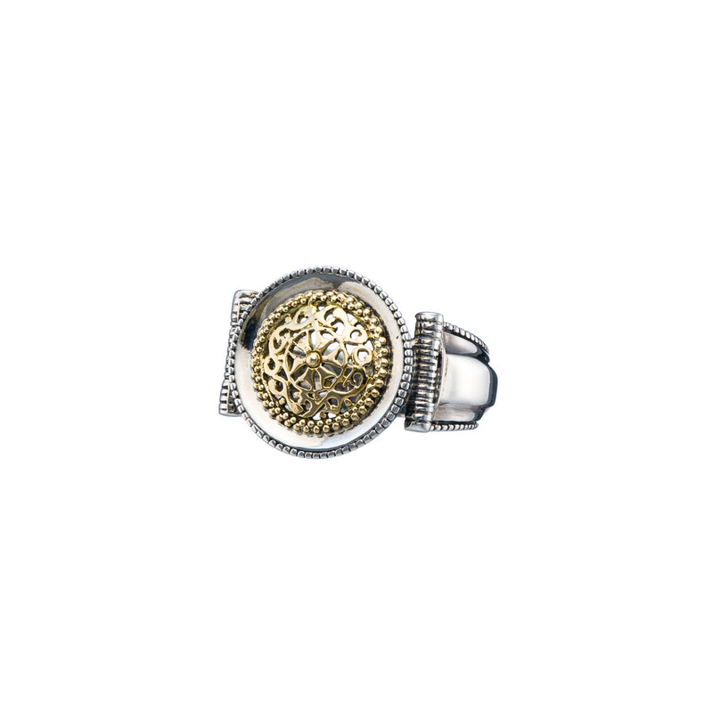 Classic Circle Mens Ring 18k Gold & Sterling Silver Ring - Signet Ring