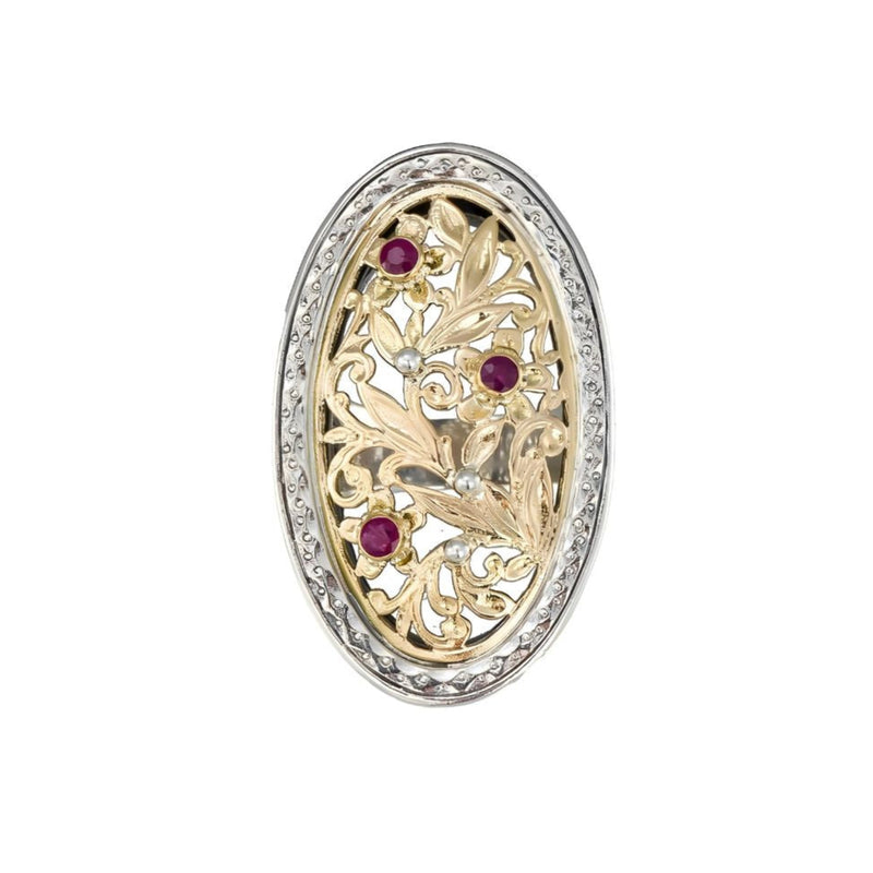 Garden Shadows Large Oval Ring - 18k Gold & Sterling Silver - Cocktail Ring