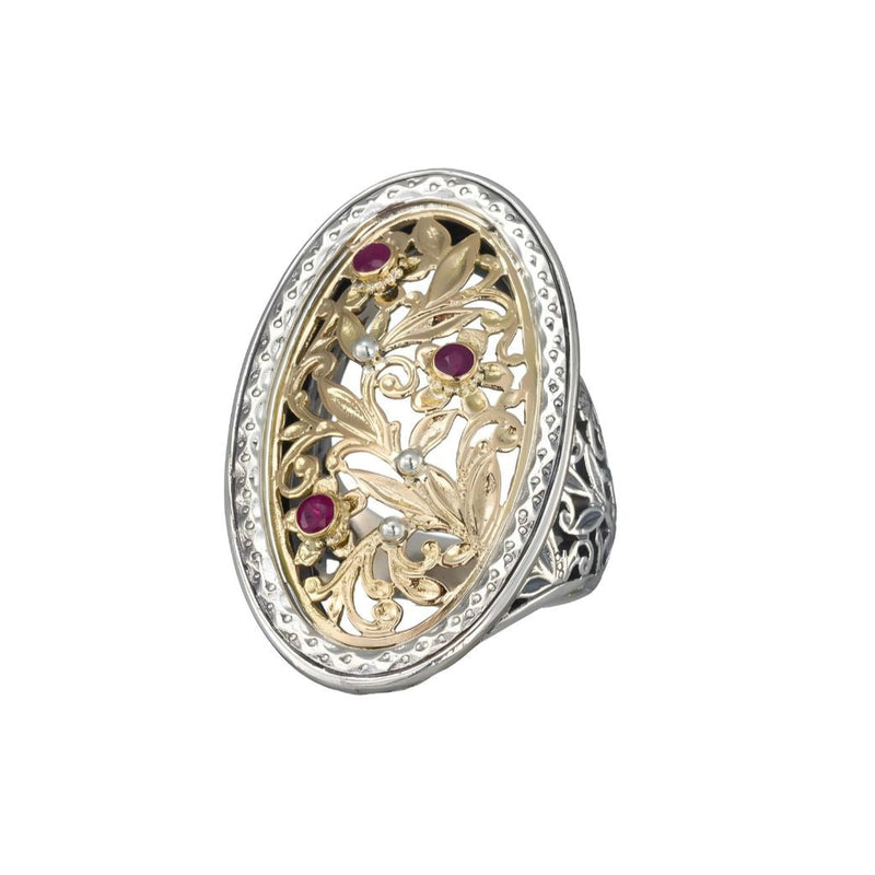Garden Shadows Large Oval Ring - 18k Gold & Sterling Silver - Cocktail Ring