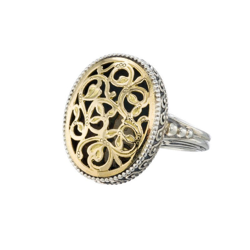 Garden Shadows Oval Ring - 18k Gold and Sterling Silver - Cocktail Ring