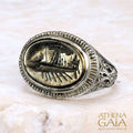 Silver Trireme Signet Ring - Sterling Silver and Bronze