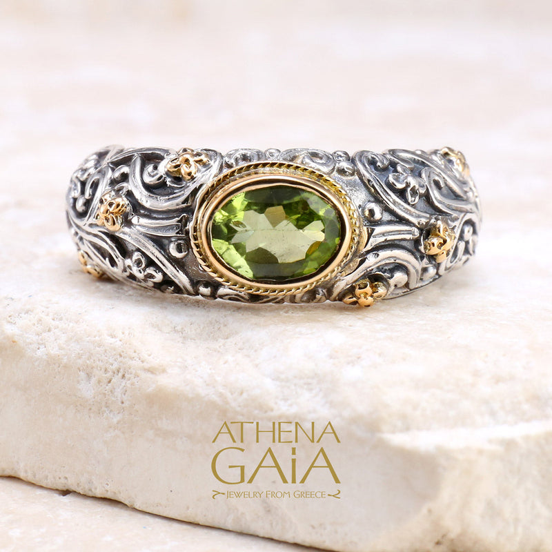 Meadow Breeze Large Stone Band Ring - 18k Gold & Sterling Silver Ring (In-Stock)