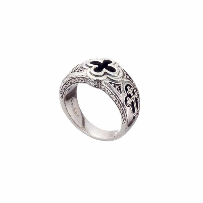 Odysseus Open Crosses Silver Band Ring