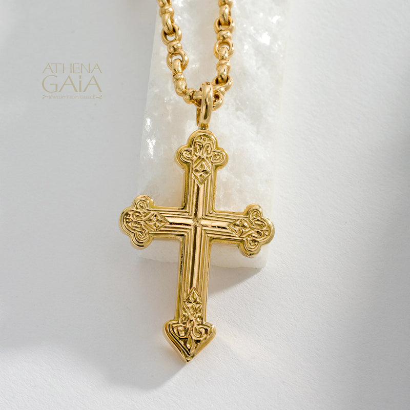 Classic Orthodox Cross (Large) - 18k Gold - Cross Necklace