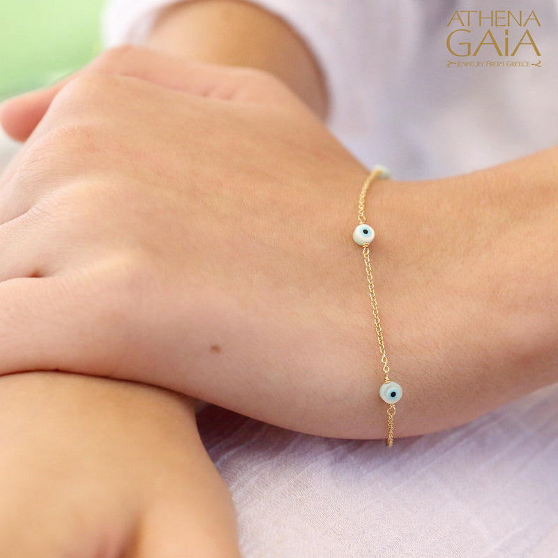Naked Eyes Bracelet - 14k Rose Gold - Evil Eye Bracelet (In-Stock)