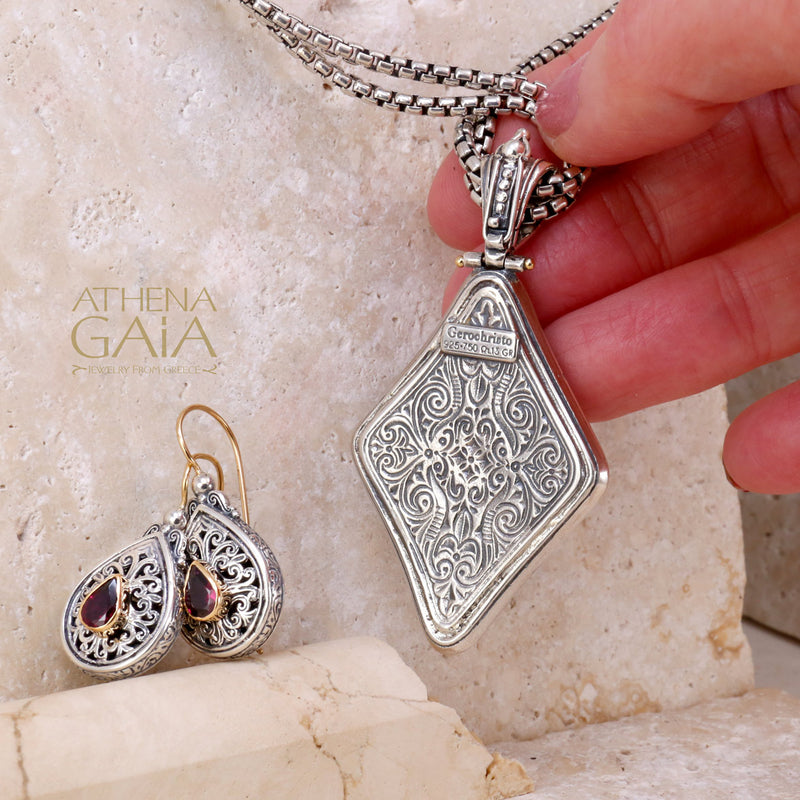 Pearl Filigree Fountain Enhancer Pendant - 18k Gold & Sterling Silver Pendant