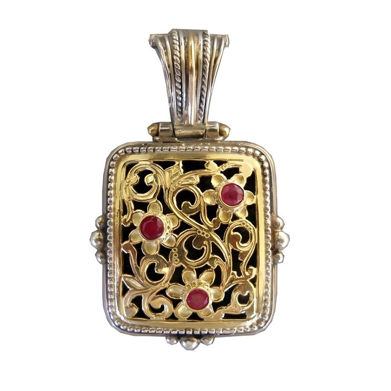 Garden Shadows Cushion Pendant - 18k Gold & Sterling Silver Pendant