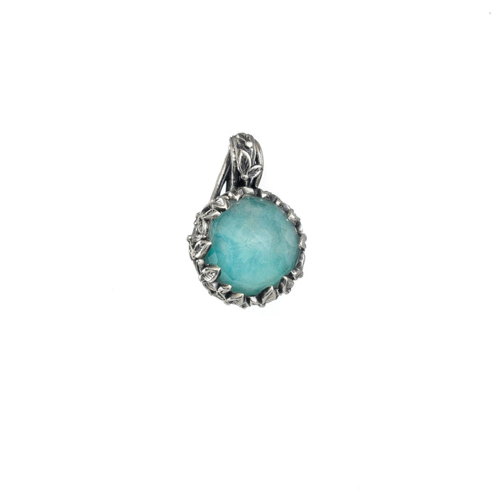 Pop Rocks Ivy Bezel Round Pendant - Sterling Silver Pendant
