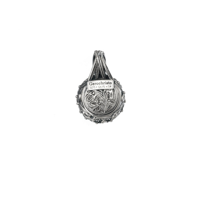 Pop Rocks Ivy Bezel Round Pendant - Sterling Silver Pendant