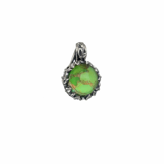 Pop Rocks Ivy Bezel Round Pendant - Sterling Silver Pendant