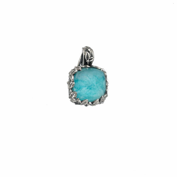 Pop Rocks Ivy Bezel Square Pendant - Sterling Silver Pendant