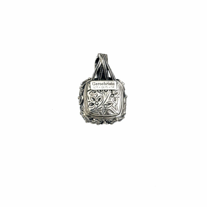 Pop Rocks Ivy Bezel Square Pendant - Sterling Silver Pendant