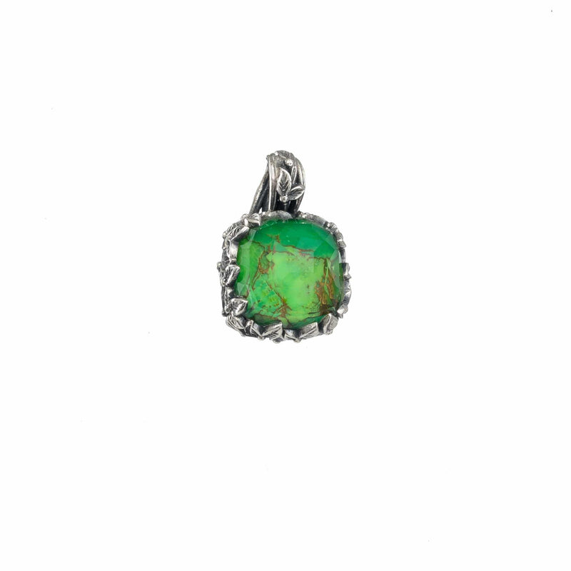 Pop Rocks Ivy Bezel Square Pendant - Sterling Silver Pendant