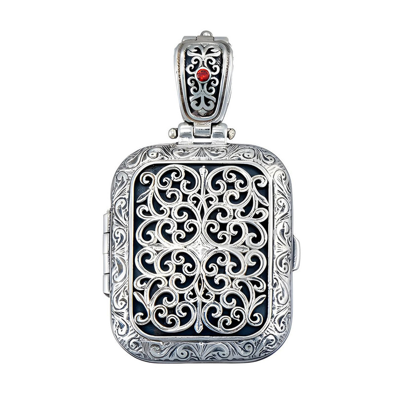 Mediterranean Silver Locket Pendant - Sterling Silver Pendant
