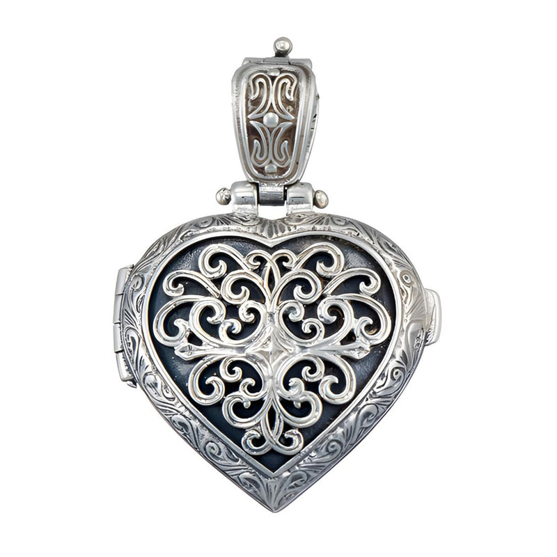 Mediterranean Heart Silver Locket Pendant (Small) - Sterling Silver Pendant