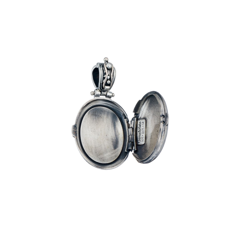Mediterranean Oval Silver Locket Pendant - Sterling silver Pendant