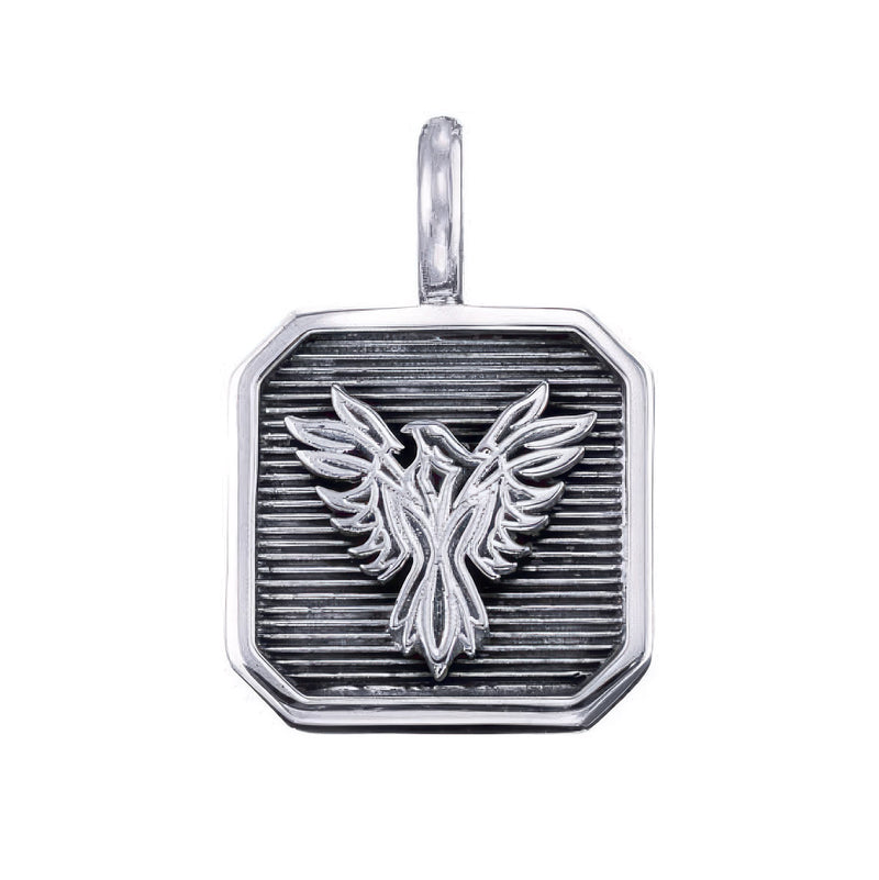 Phoenix Talisman Square Pendant - Sterling Silver