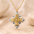 Rustic Cross (Small) - 18k Gold & Sterling Silver - Greek Cross Necklace