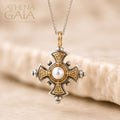 The Stone Maltese Cross (Small) - 18k Gold & Sterling Silver - Cross Necklace