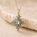 The Silver Stone Maltese Cross (Small)- 18k Gold & Sterling Silver - Cross Necklace