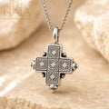 Rustic Silver Cross (Small) - Sterling Silver - Greek Cross Necklace