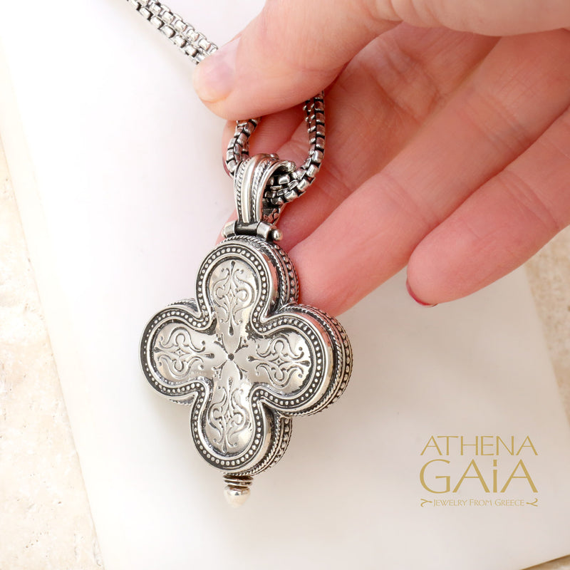 Silver Clover Locket Pendant - Sterling Silver Pendant