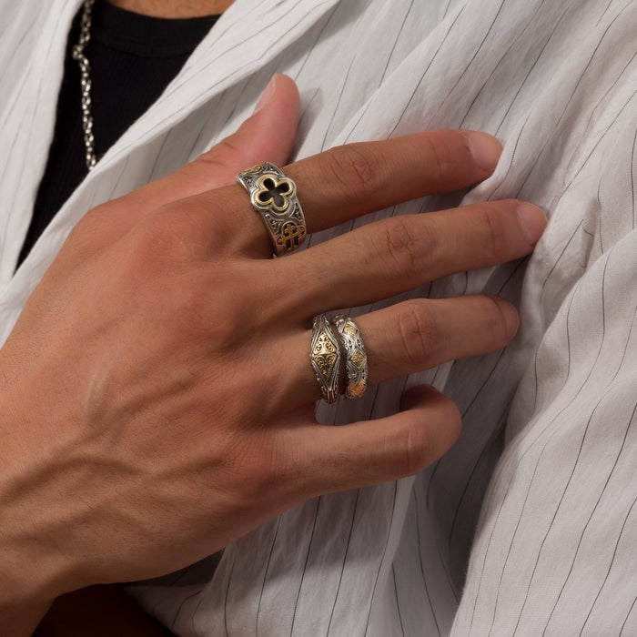 Eurus Band Ring - 18k Gold & Sterling Silver Ring - Stackable Ring