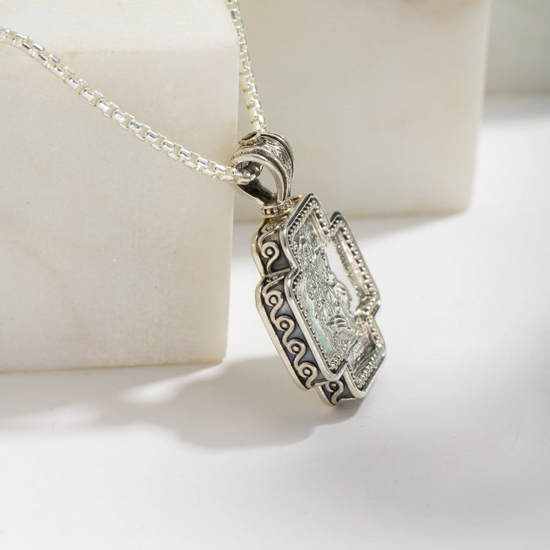 Saint George Greek Cross -  Sterling Silver - Orthodox Cross Necklace