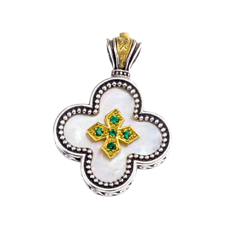 Mother of Pearl Rounded Greek Cross - Gold Plated Sterling Silver - Orthodox Cross
