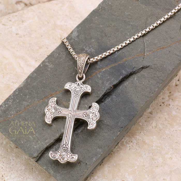 Fleury Cross (Large) - Sterling Silver - Flared Orthodox Cross