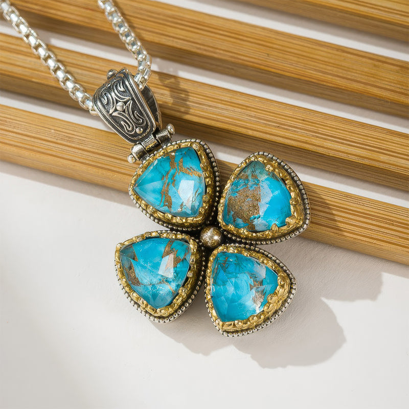 Pop Rocks Dione Flower Bezel Cross - Gold Plated Sterling Silver