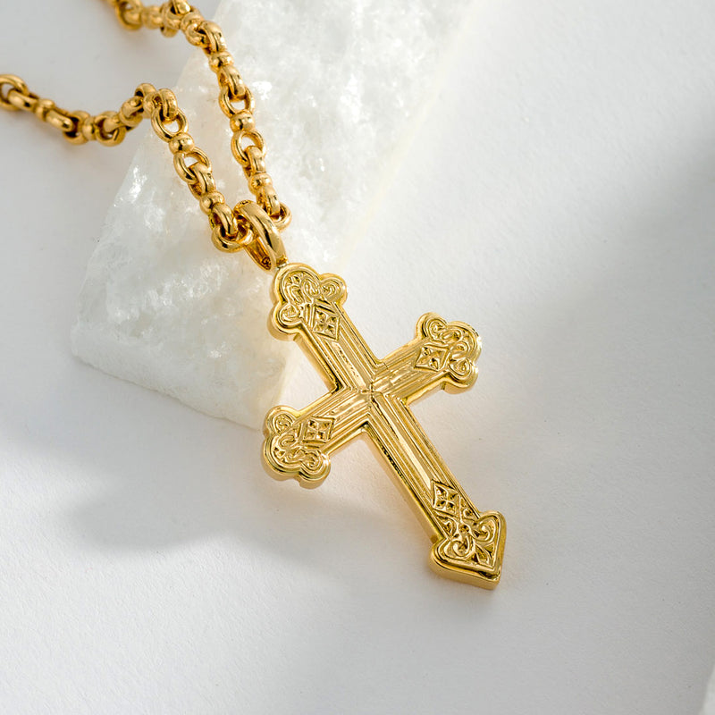 Classic Orthodox Cross (Large) - 18k Gold - Cross Necklace