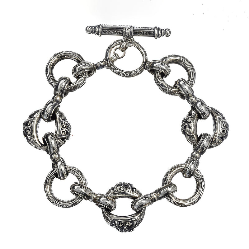 Zelda Triple Station Charm Bracelet - Sterling Silver - Empty Charm Bracelet