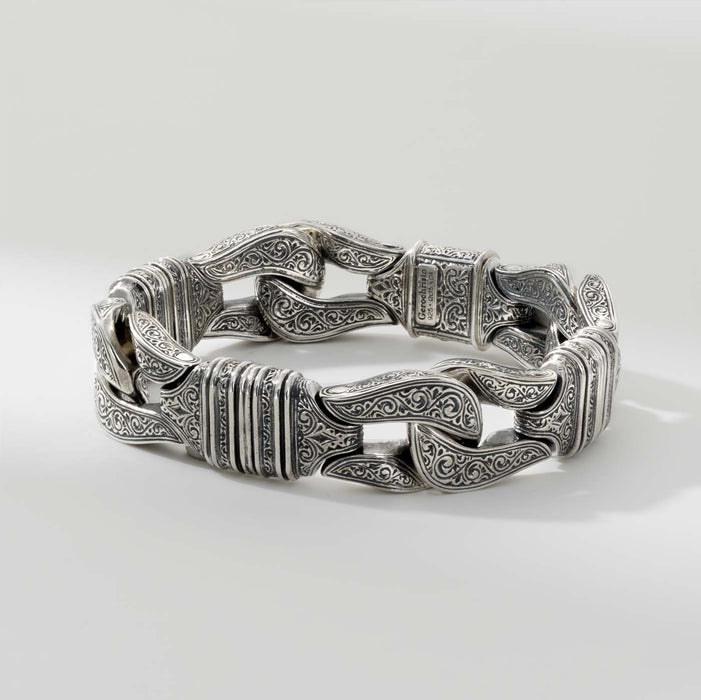 Heavy Silver Knot Link Bracelet