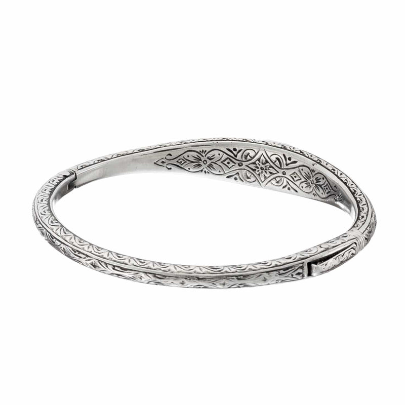 Mediterranean Silver Bracelet - Sterling Silver - Hinged Bangle Bracelet