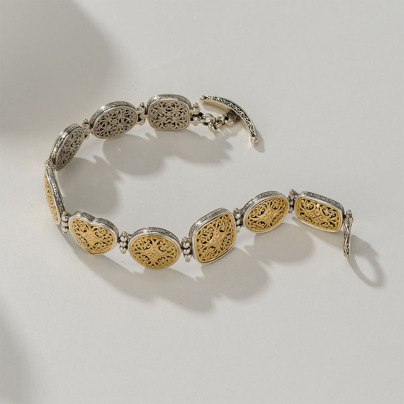 Mediterranean Multi-Shaped Link Bracelet - 18k Gold & Sterling Silver Bracelet
