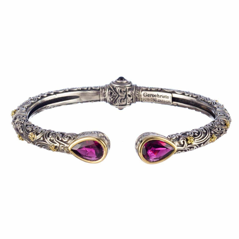 Meadow Breeze Rain Drop Bracelet - 18k Gold and Sterling Silver - Hinged Bangle Bracelet