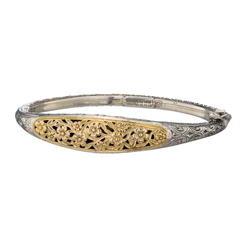 Harmony Bracelet - 18k Gold & Sterling Silver - Hinged Bangle Bracelet