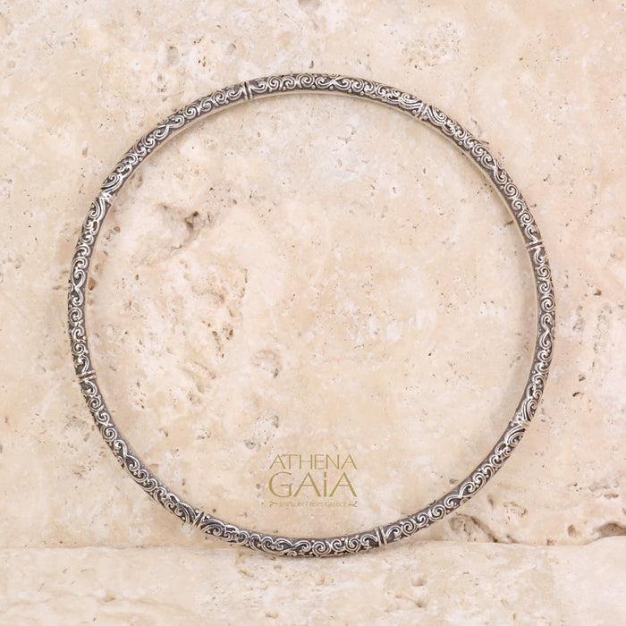 Meadow Breeze Silver Thin Bangle Bracelet (In-Stock)