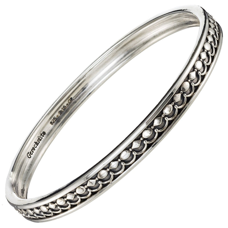 Wave Beads Bangle Bracelet - Sterling Silver (In-Stock)