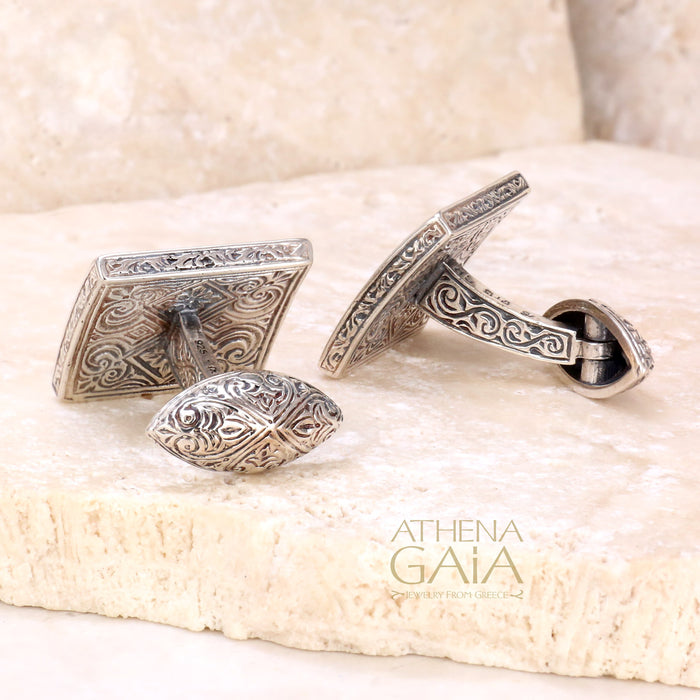 Monastiraki Church Garden Trellis Silver Cufflinks