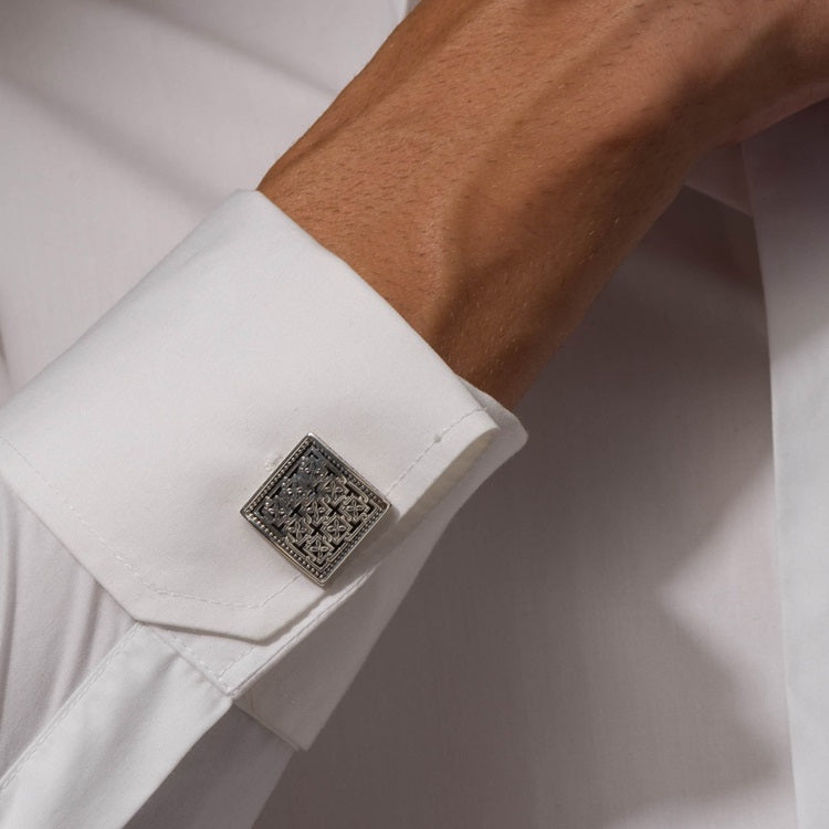 Monastiraki Church Garden Trellis Silver Cufflinks