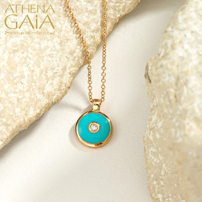 Al'Oro 18k Mati Evil Eye Pendant with Necklace