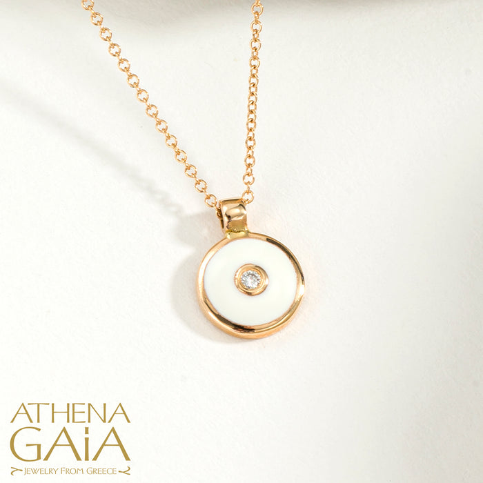 Al'Oro 18k Mati Evil Eye Pendant with Necklace