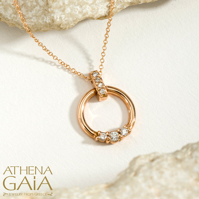 Al'Oro 18k Diamond Ring Pendant with Necklace