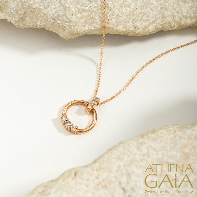 Diamond Ring Pendant Necklace - 14k Gold Necklace