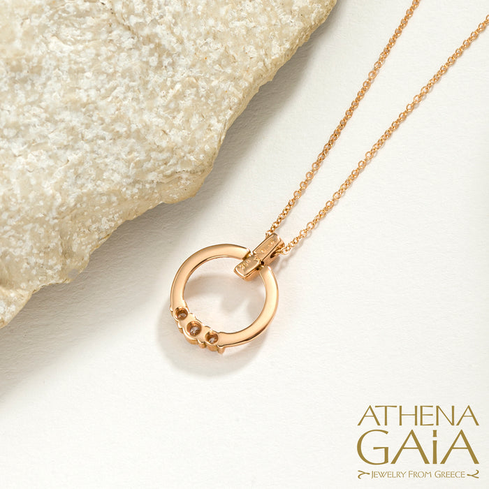 Al'Oro 18k Diamond Ring Pendant with Necklace